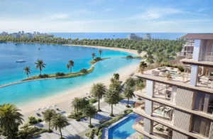 beachfront lagoon view from residential balcony at Bay Grove Residences Phase 3 Dubai Islands Island B Presented by Tohid Fetrat