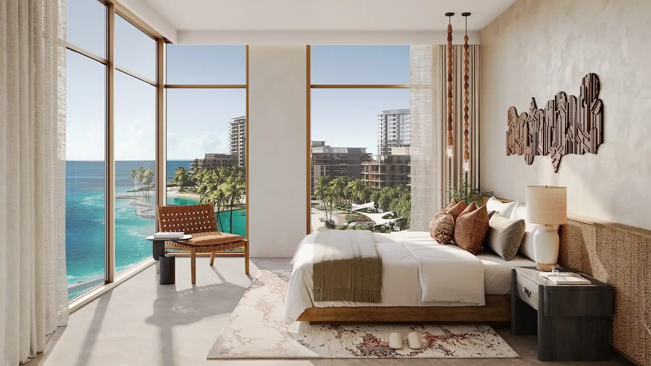 bedroom with panoramic sea view at Bay Grove Residences Phase 3 Dubai Islands Island B Presented by Tohid Fetrat