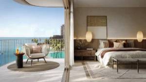 bedroom with sea view balcony at Bay Grove Residences Phase 3 Dubai Islands Island B Presented by Tohid Fetrat