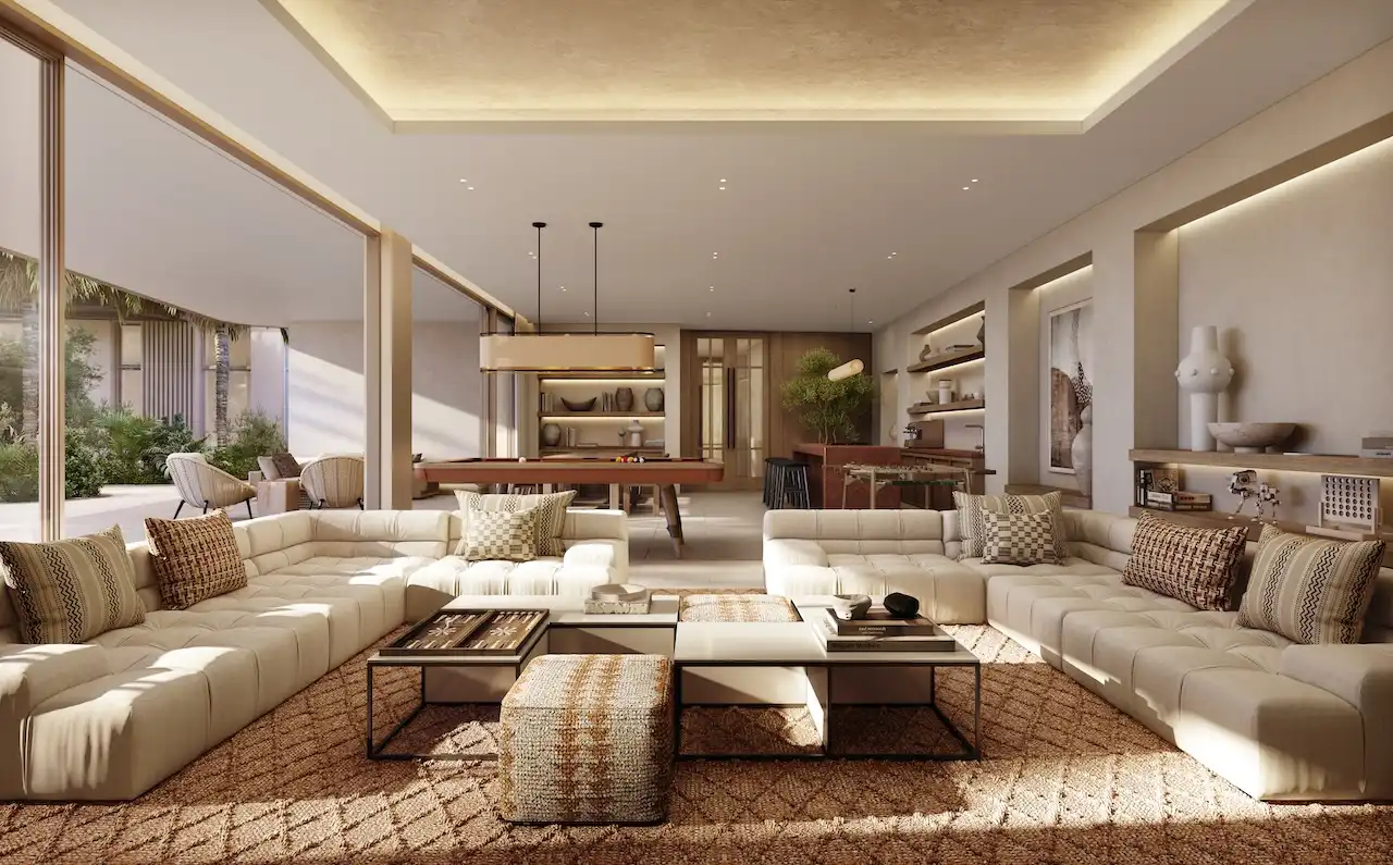 luxury living room and open plan interior at Bay Grove Residences Phase 3 Dubai Islands Island B Presented by Tohid Fetrat