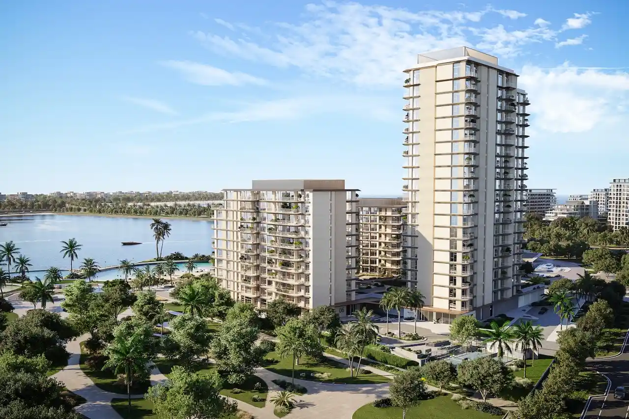 waterfront residential towers and landscape at Bay Grove Residences Phase 3 Dubai Islands Island B Presented by Tohid Fetrat