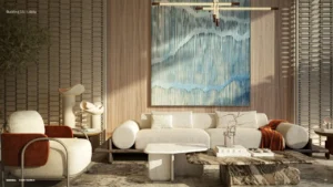 Building 15 lobby interior at Bay Grove Residences Phase 4 Dubai Islands Island B. Presented by Tohid Fetrat