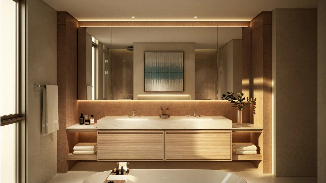 Four bedroom bathroom interior at Bay Grove Residences Phase 4 Dubai Islands Island B. Presented by Tohid Fetrat