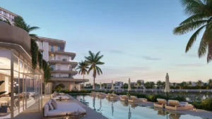 Infinity lap pool at Bay Grove Residences Phase 4 Dubai Islands Island B. Presented by Tohid Fetrat