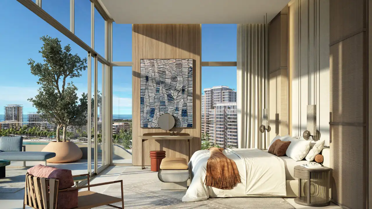 Penthouse bedroom with Gulf view at Bay Grove Residences Phase 4 Dubai Islands Island B. Presented by Tohid Fetrat