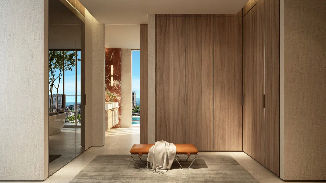 Penthouse dressing room interior at Bay Grove Residences Phase 4 Dubai Islands Island B. Presented by Tohid Fetrat