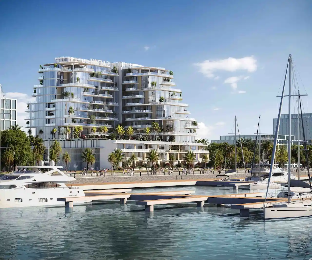 Cotier House at Dubai Islands by Imtiaz luxury waterfront apartment building with marina promenade yachts and landscaped surroundings in Dubai Presented by Tohid Fetrat