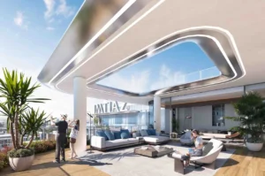 Cotier House at Dubai Islands by Imtiaz luxury penthouse rooftop terrace with outdoor lounge seating and open sky design in Dubai Presented by Tohid Fetrat