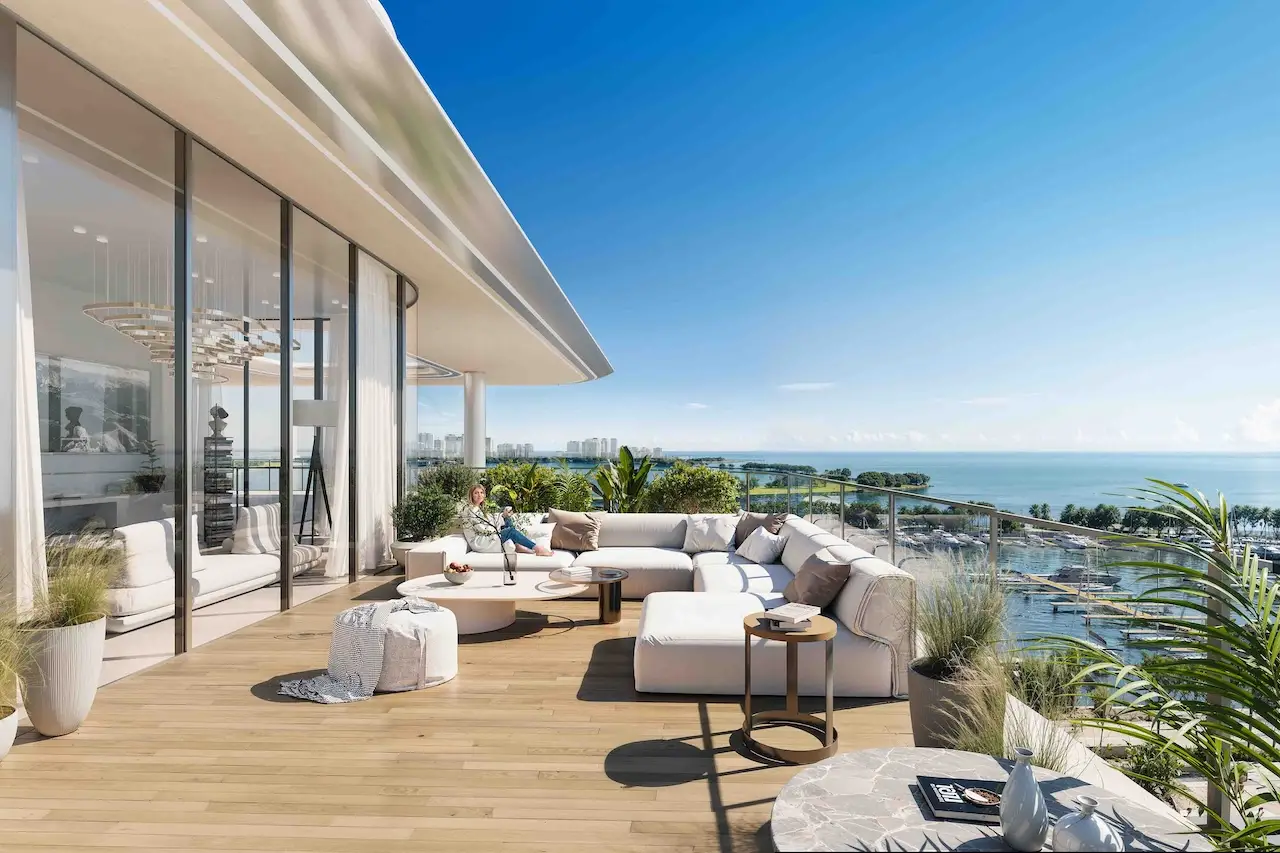 Cotier House at Dubai Islands by Imtiaz luxury penthouse terrace with outdoor lounge seating and panoramic sea view in Dubai Presented by Tohid Fetrat