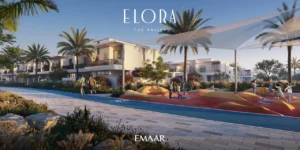 Elora at The Valley by Emaar landscaped family playground with shaded play areas walking paths and modern townhouses in Dubai - Presented by Tohid Fetrat
