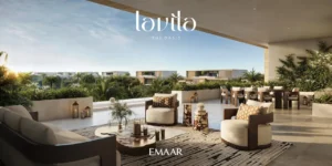 Lavita at The Oasis by Emaar 6 bedroom mansion with expansive terrace lounge, outdoor dining area, landscaped views and luxury open air seating in Dubai Presented by Tohid Fetrat
