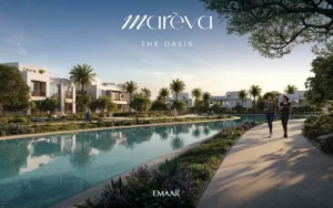 Mareva 2 at The Oasis by Emaar lagoon side jogging path with landscaped waterfront villas in Dubai Presented by Tohid Fetrat