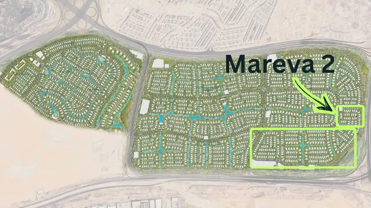 Mareva 2 at The Oasis by Emaar location masterplan highlighting the villa cluster within the waterfront community in Dubai Presented by Tohid Fetrat