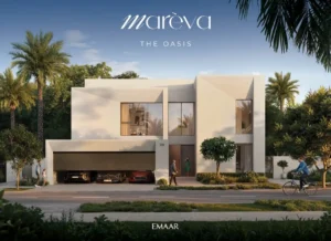 Mareva 2 at The Oasis by Emaar premium villa facade with geometric architecture and landscaped frontage in Dubai Presented by Tohid Fetrat