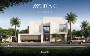 Mareva 2 at The Oasis by Emaar signature villa facade with minimalist architecture and private garage in Dubai Presented by Tohid Fetrat