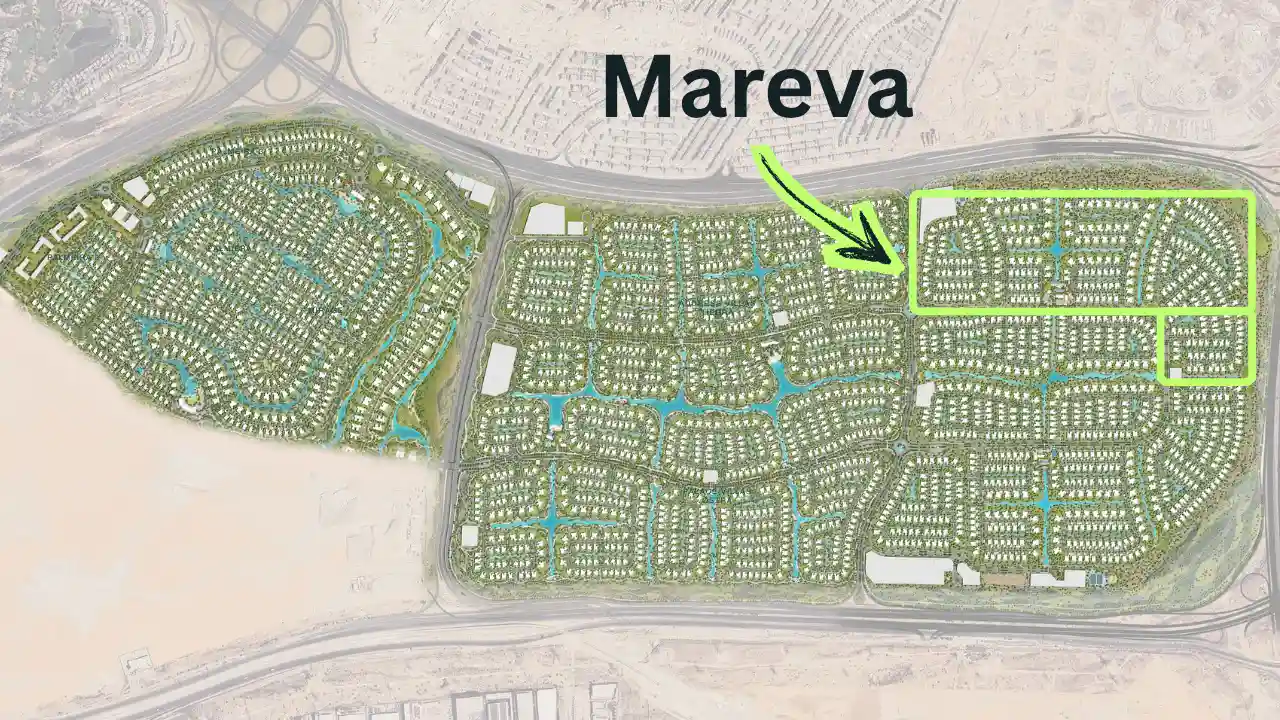 Mareva at The Oasis by Emaar location within the community masterplan highlighting villa clusters and lagoon network in Dubai - Presented by Tohid Fetrat