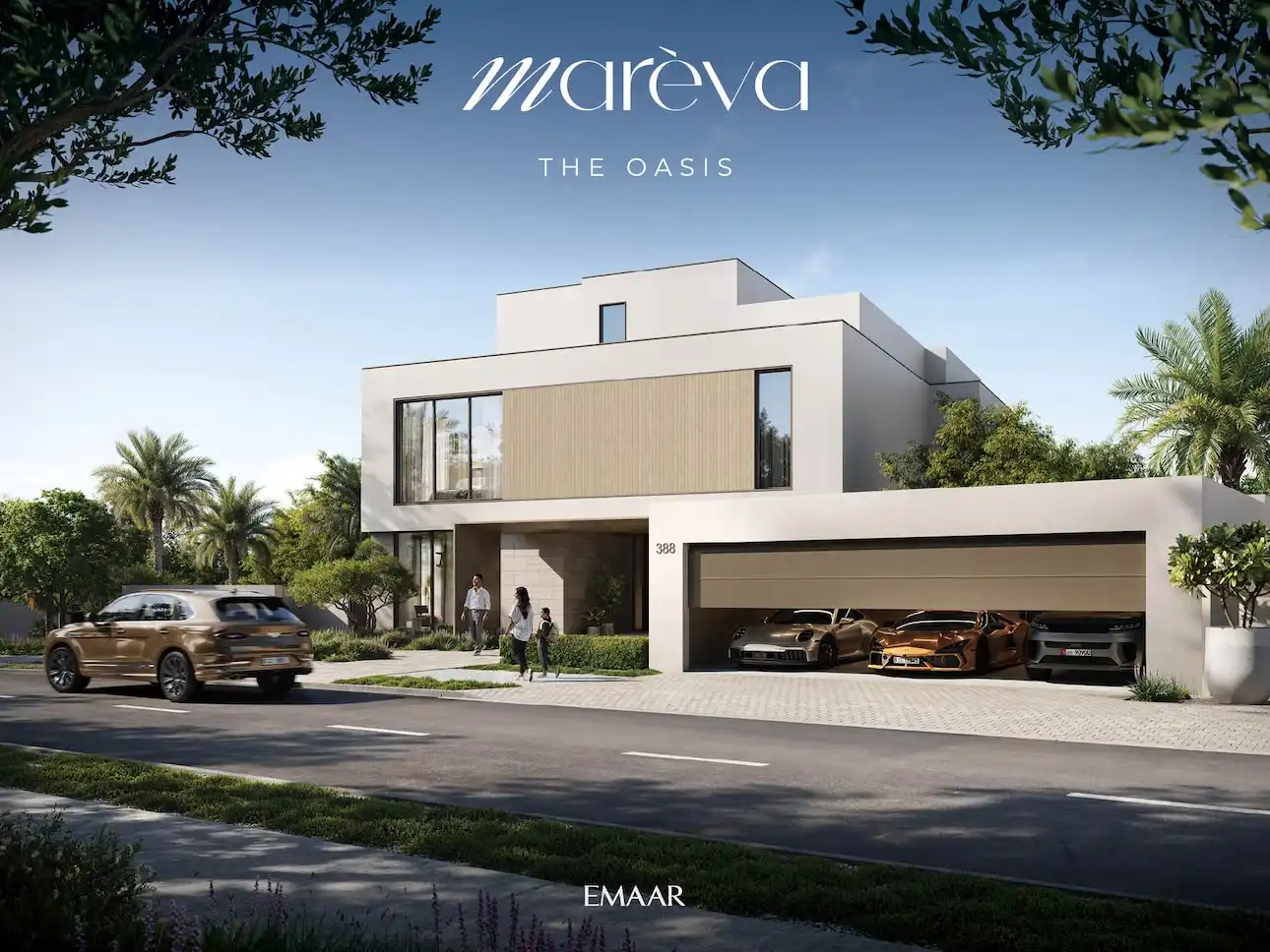 Mareva at The Oasis by Emaar modern family villa with private garage, clean facade design, and landscaped surroundings in Dubai - Presented by Tohid Fetrat