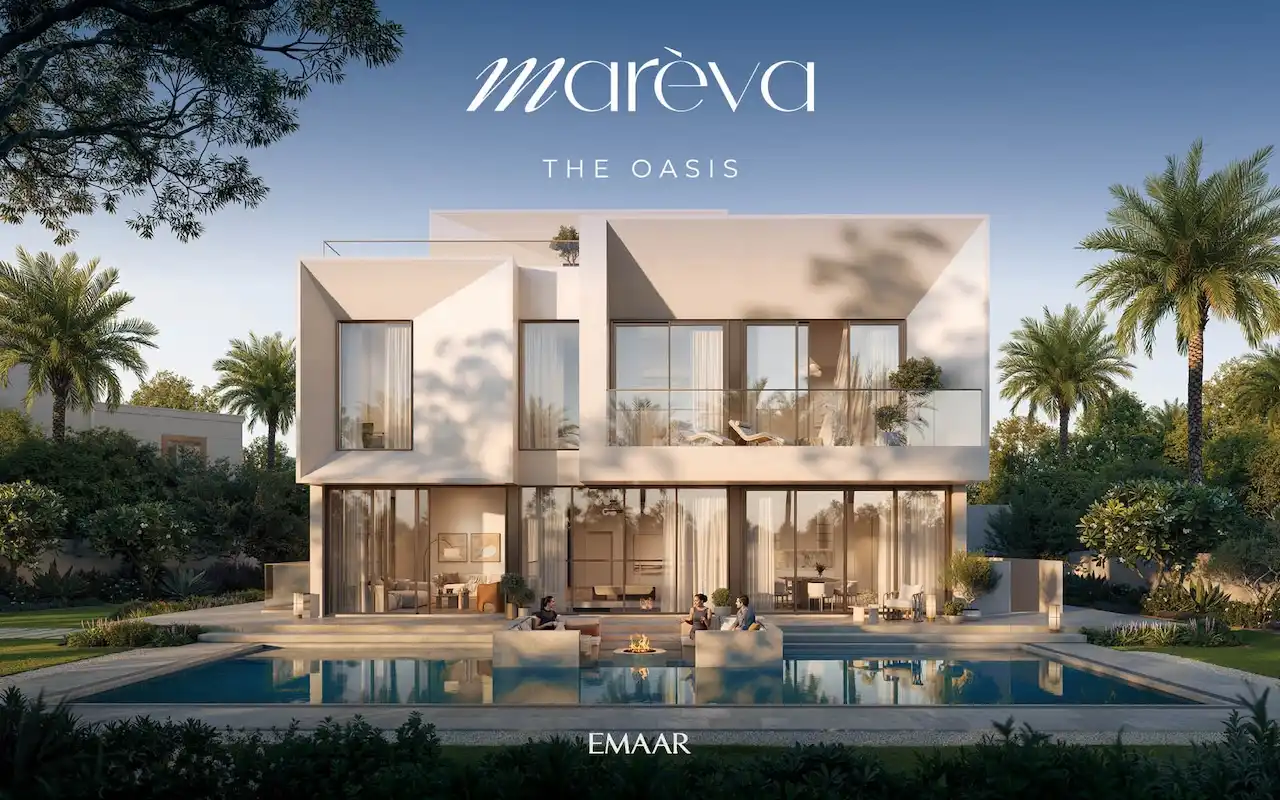 Mareva at The Oasis by Emaar modern villa with private pool, outdoor seating area, and landscaped garden setting in Dubai - Presented by Tohid Fetrat