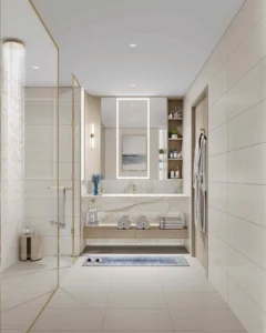 bathroom vanity area at Sunset Bay Grand by Imtiaz at Dubai Islands Presented by Tohid Fetrat