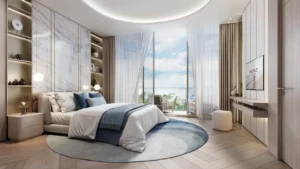 bedroom with sea view at Sunset Bay Grand by Imtiaz at Dubai Islands Presented by Tohid Fetrat