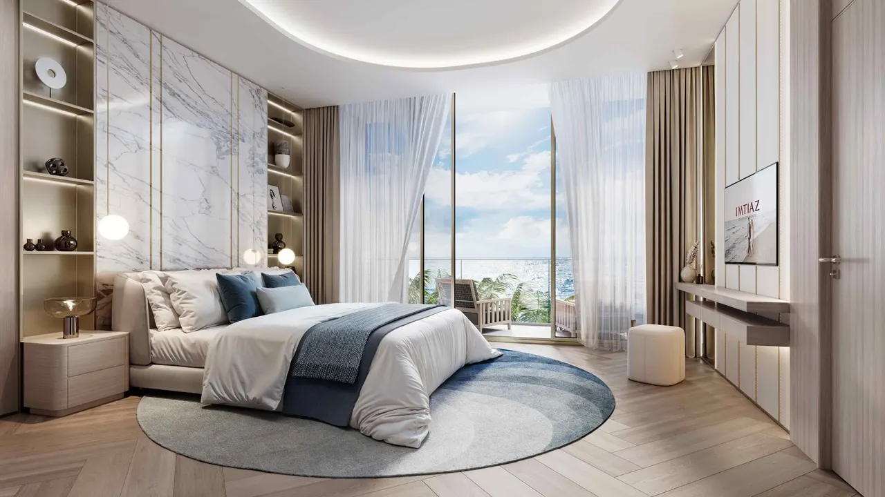bedroom with sea view at Sunset Bay Grand by Imtiaz at Dubai Islands Presented by Tohid Fetrat