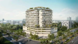 corner exterior view at Sunset Bay Grand by Imtiaz at Dubai Islands Presented by Tohid Fetrat