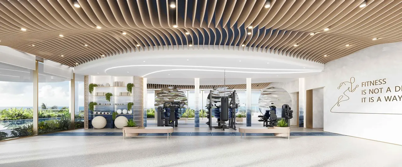 fitness gym interior at Sunset Bay Grand by Imtiaz at Dubai Islands Presented by Tohid Fetrat