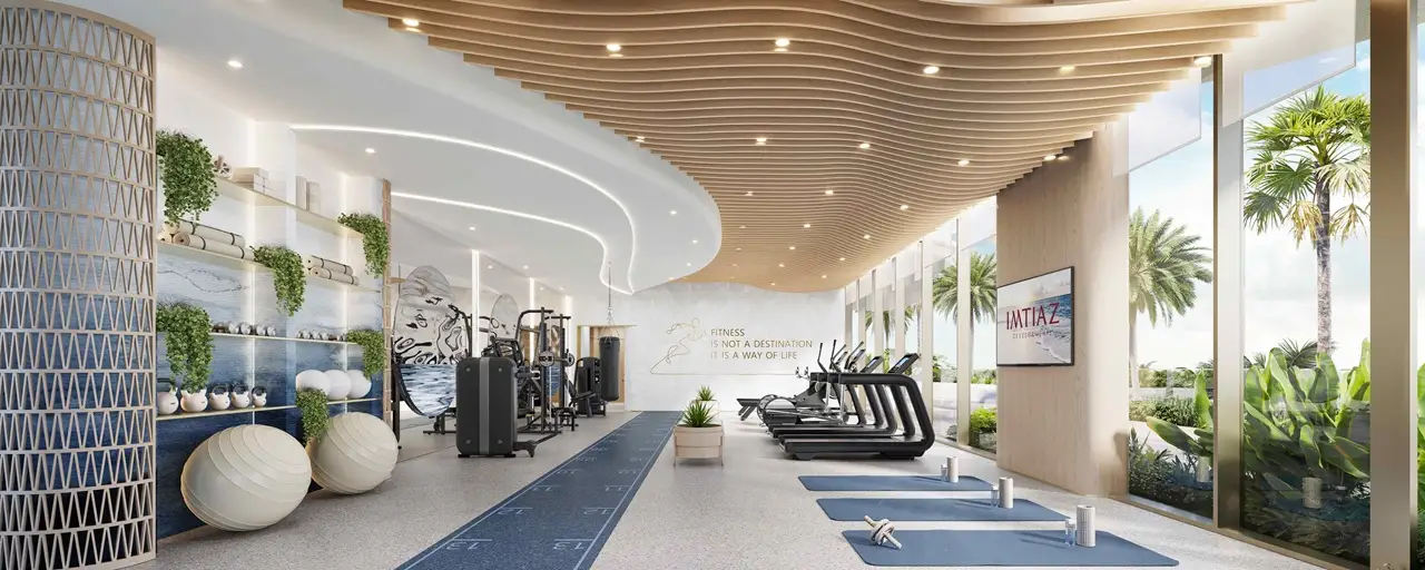 gym yoga and workout area at Sunset Bay Grand by Imtiaz at Dubai Islands Presented by Tohid Fetrat