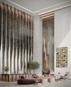 luxury lobby interior at Sunset Bay Grand by Imtiaz at Dubai Islands Presented by Tohid Fetrat