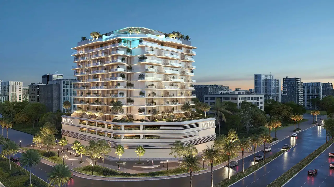night exterior view at Sunset Bay Grand by Imtiaz at Dubai Islands Presented by Tohid Fetrat