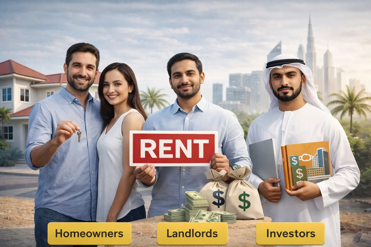 Who needs property insurance in Dubai homeowners landlords and investors concept with rental property keys money and Dubai skyline Presented by Tohid Fetrat
