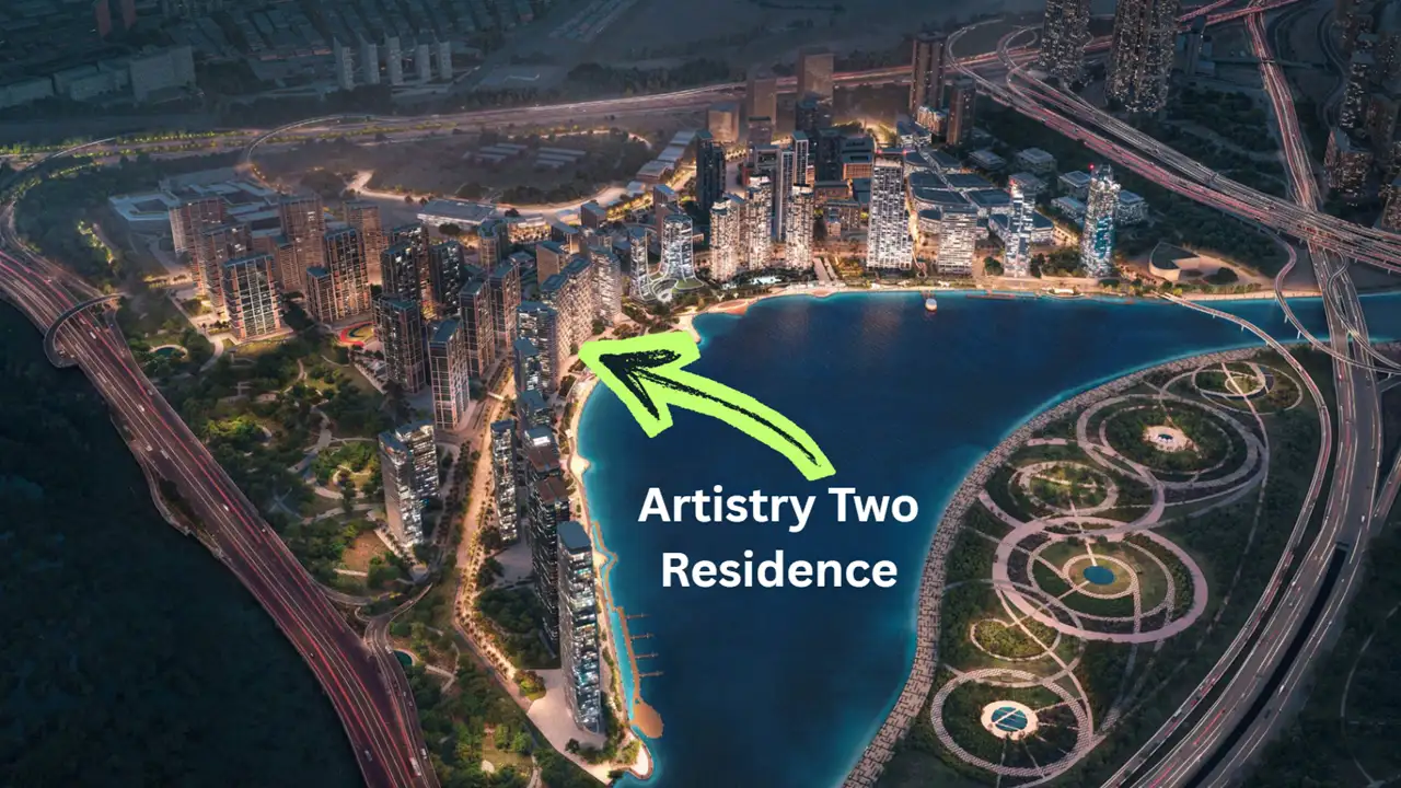 Artistry Two Residences by Select Group location within Dubai Design District showing waterfront layout and surrounding community in Dubai - Presented by Tohid Fetrat