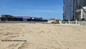 Avarra by Palace construction update April 2026 showing cleared site and early groundwork activity in Business Bay Dubai captured by Tohid Fetrat
