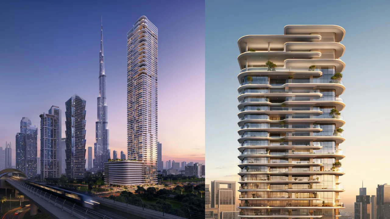 Avarra by Palace construction updates in Dubai showing high rise residential tower design evolution facade progress and skyline integration in Dubai