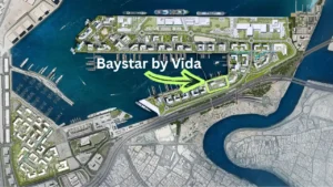 Baystar by Vida at Rashid Yachts & Marina by Emaar masterplan map highlighting project location within waterfront marina community in Dubai - Presented by Tohid Fetrat
