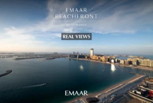 Beach Isle at Emaar Beachfront by Emaar aerial real views of Palm Jumeirah coastline and surrounding waterfront in Dubai - Presented by Tohid Fetrat