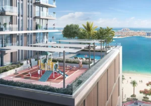 Beach Isle at Emaar Beachfront by Emaar rooftop playground with family amenities overlooking beach and Gulf in Dubai - Presented by Tohid Fetrat
