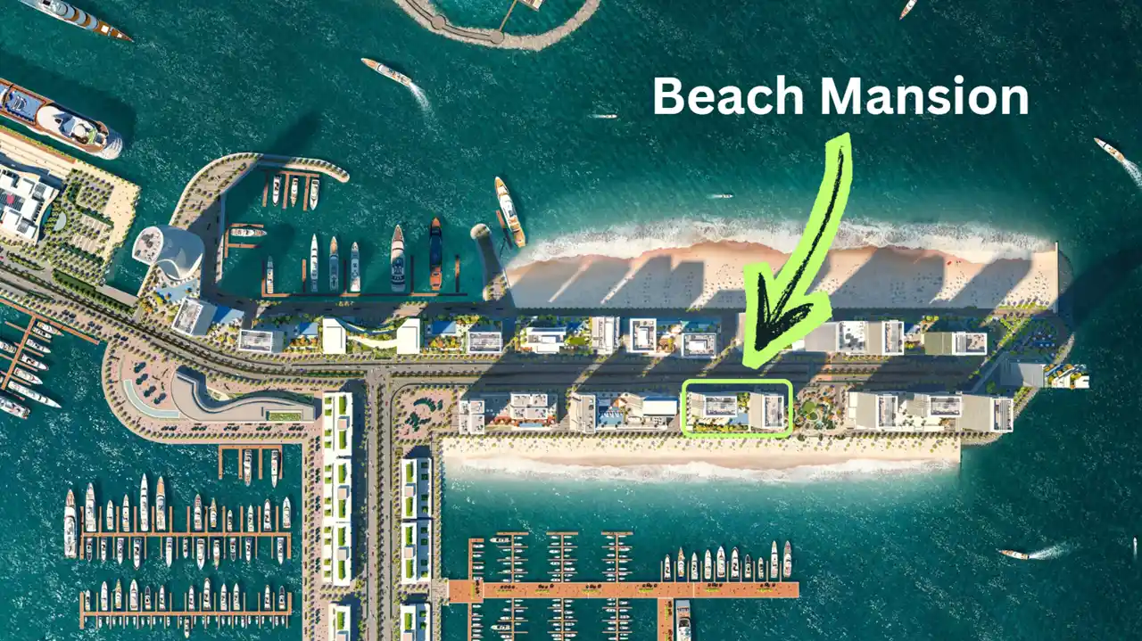 Beach Mansion at Emaar Beachfront by Emaar location map highlighting its position within the Emaar Beachfront master community in Dubai Presented by Tohid Fetrat