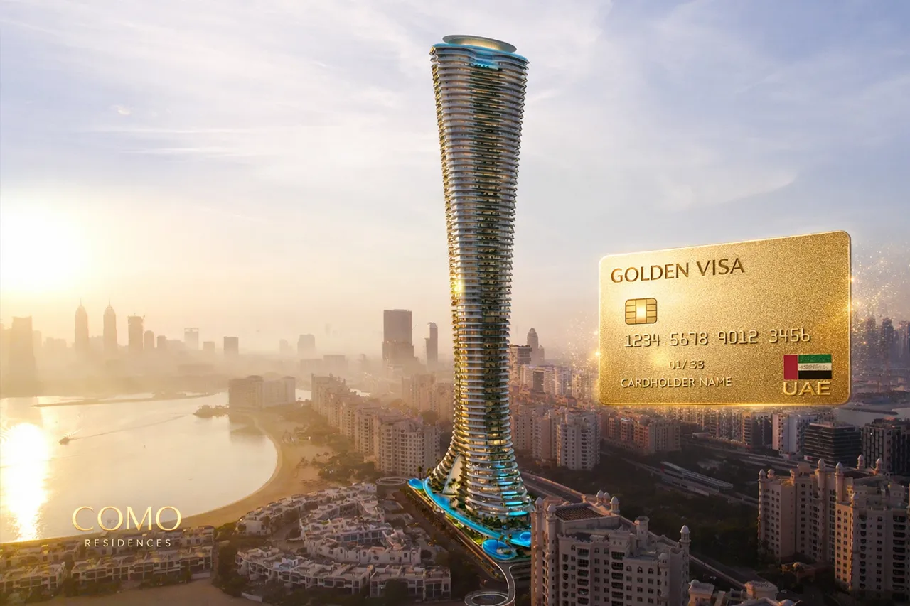 Como Residences at Palm Jumeirah with iconic tower design and Dubai Golden Visa concept highlighting luxury waterfront living in Dubai Presented by Tohid Fetrat