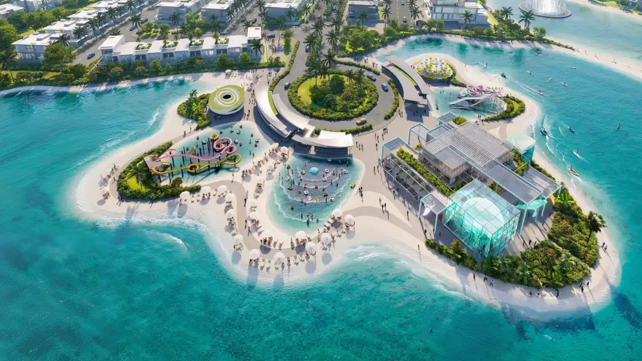 DAMAC Islands by DAMAC Properties central island amenities with lagoon pools beachfront leisure areas and modern pavilions in Dubai - Presented by Tohid Fetrat
