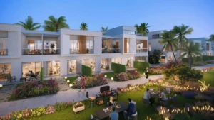 DAMAC Riverside by DAMAC Properties modern villas with private gardens outdoor barbecue setup and landscaped surroundings in Dubai - Presented by Tohid Fetrat
