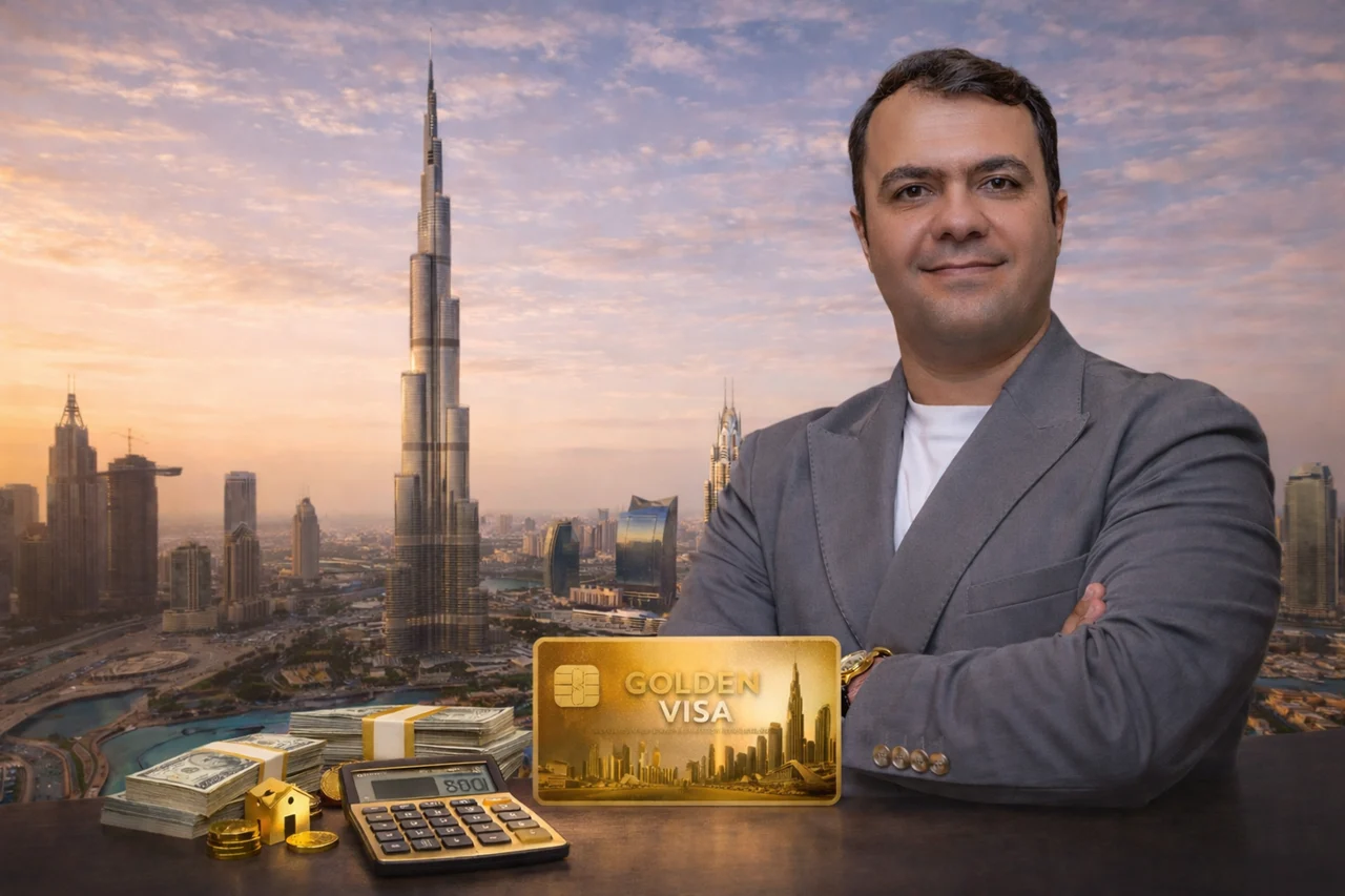 Golden Visa fees Golf Hills investment concept with family lifestyle and urban community environment Presented by Tohid Fetrat