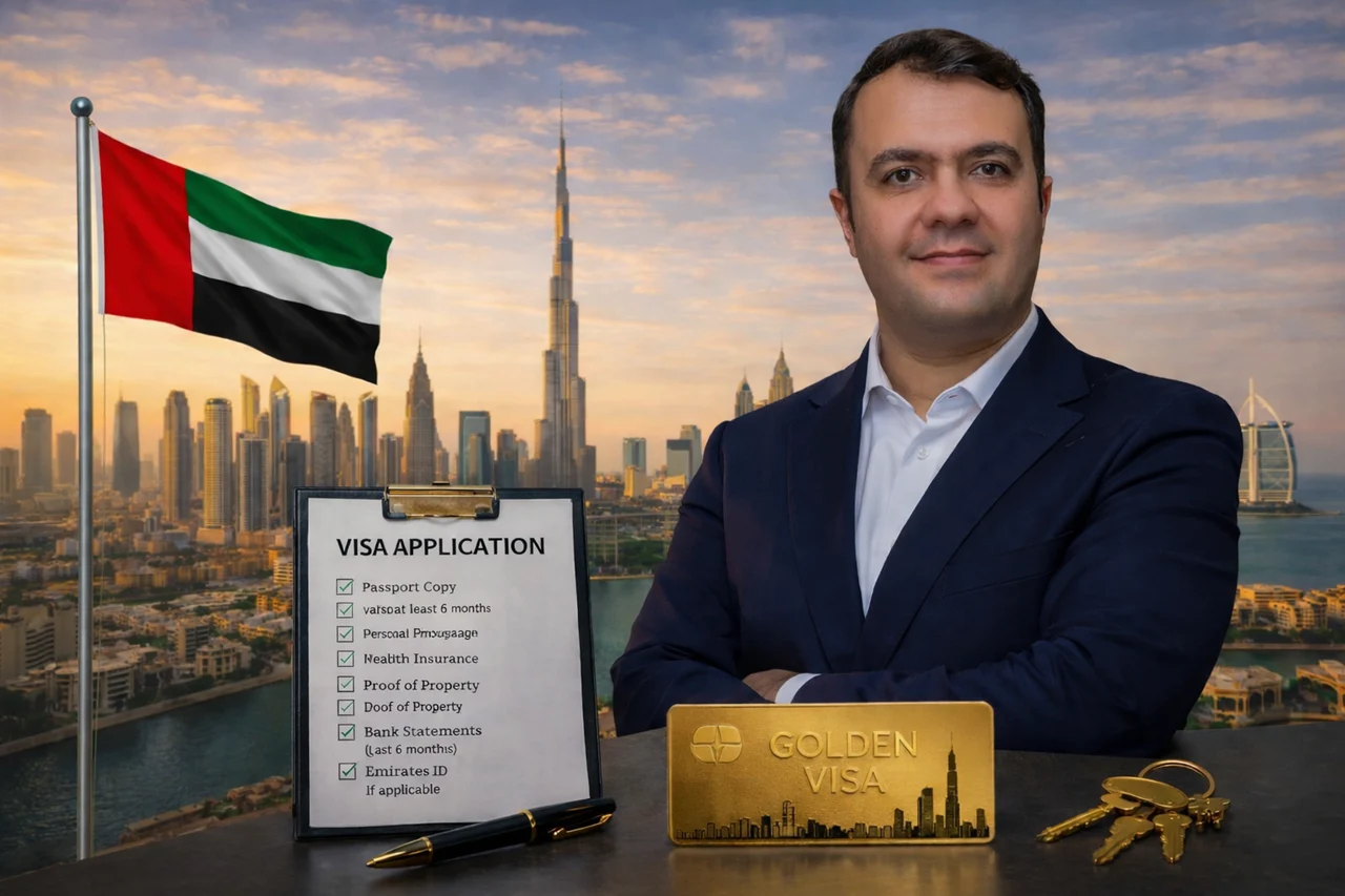 Golden Visa through Grandala Investment documents required for Dubai Golden Visa with application checklist and skyline background Presented by Tohid Fetrat