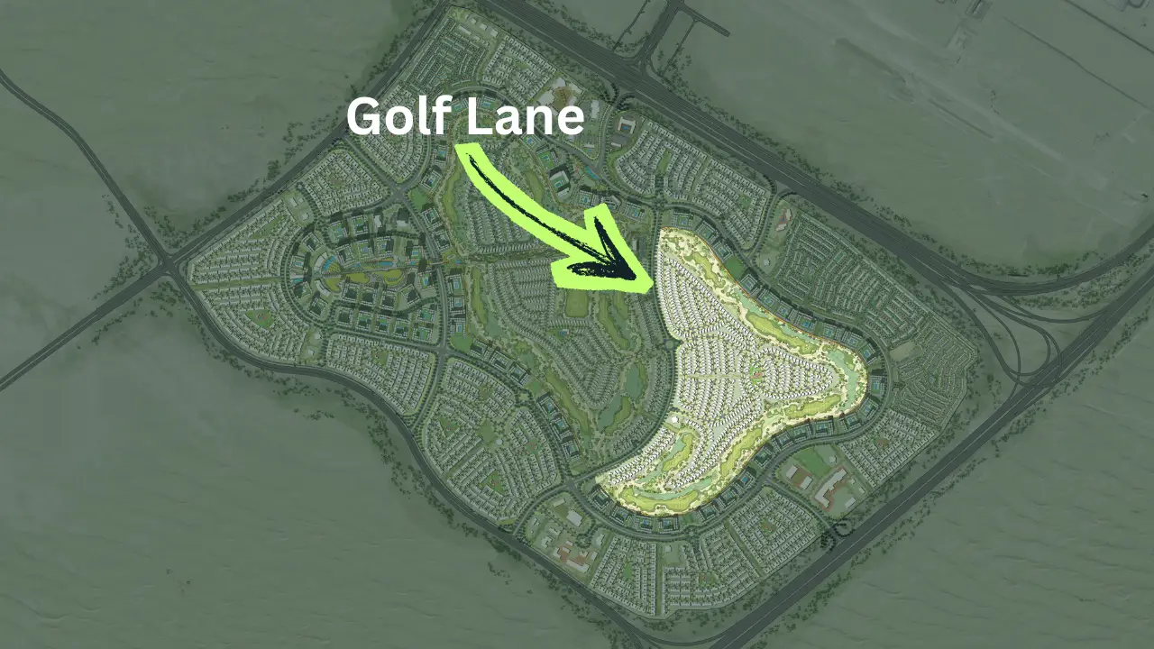 Golf Lane at Emaar South by Emaar masterplan map showing community layout and highlighted location within Emaar South in Dubai - Presented by Tohid Fetrat