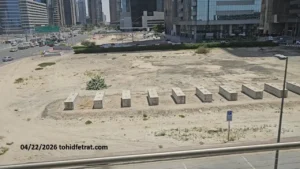 Lumena Alta construction update April 2026 showing aligned foundation blocks and site preparation in Business Bay Dubai captured by Tohid Fetrat