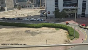Lumena Alta construction update April 2026 showing cleared plot and surrounding buildings in Business Bay Dubai captured by Tohid Fetrat