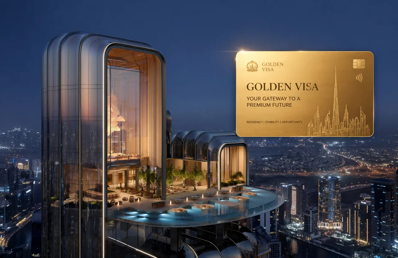 Lumena Alta Golden Visa in Dubai featuring luxury high rise development rooftop amenities and premium real estate investment opportunities Presented by Tohid Fetrat