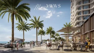 Marina Views at Rashid Yachts and Marina by Emaar waterfront promenade with outdoor dining palm trees and marina lifestyle setting in Dubai - Presented by Tohid Fetrat