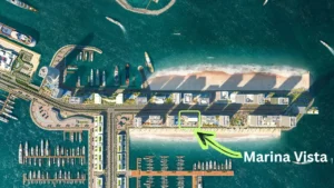 Marina Vista at Emaar Beachfront by Emaar location map showing beachfront position and marina layout in Dubai - Presented by Tohid Fetrat