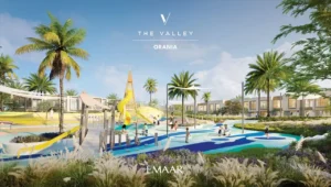 Orania at The Valley by Emaar kids playground with water features slides and shaded areas in Dubai - Presented by Tohid Fetrat